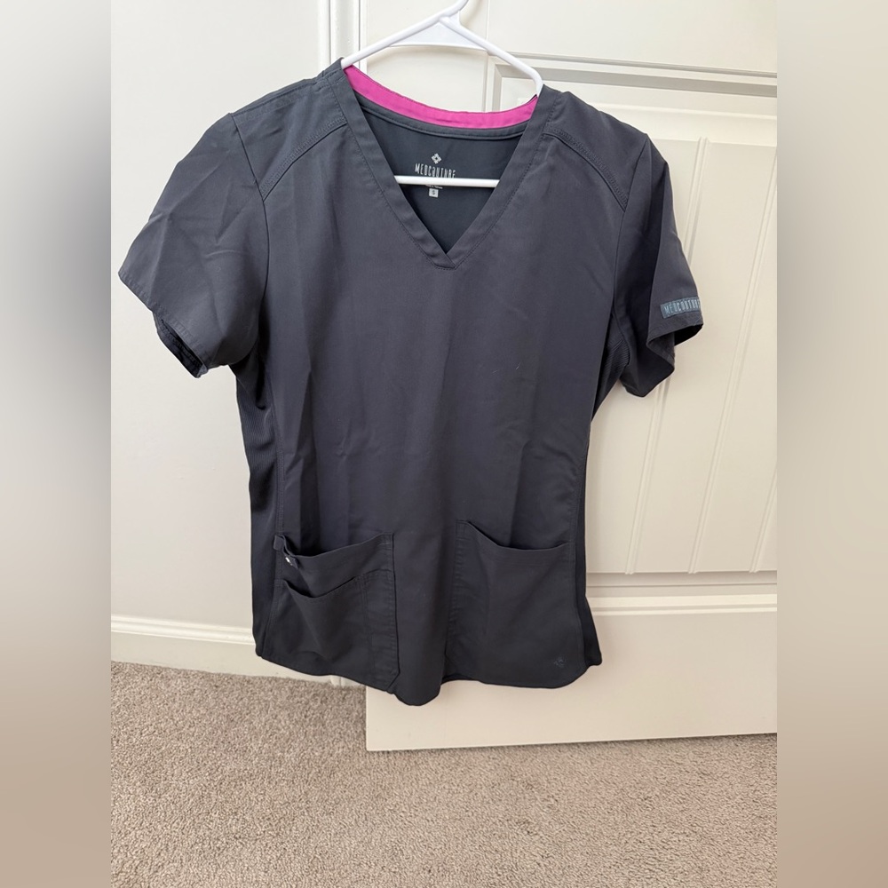 Med Couture Women's Charcoal Gray Scrub Top